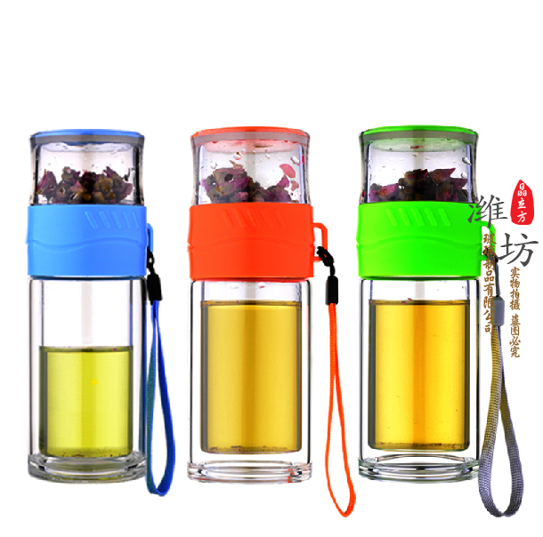 山東玻璃杯廠家專業(yè)的生產(chǎn)批發(fā)雙層玻璃杯時尚男女專用泡茶真空杯